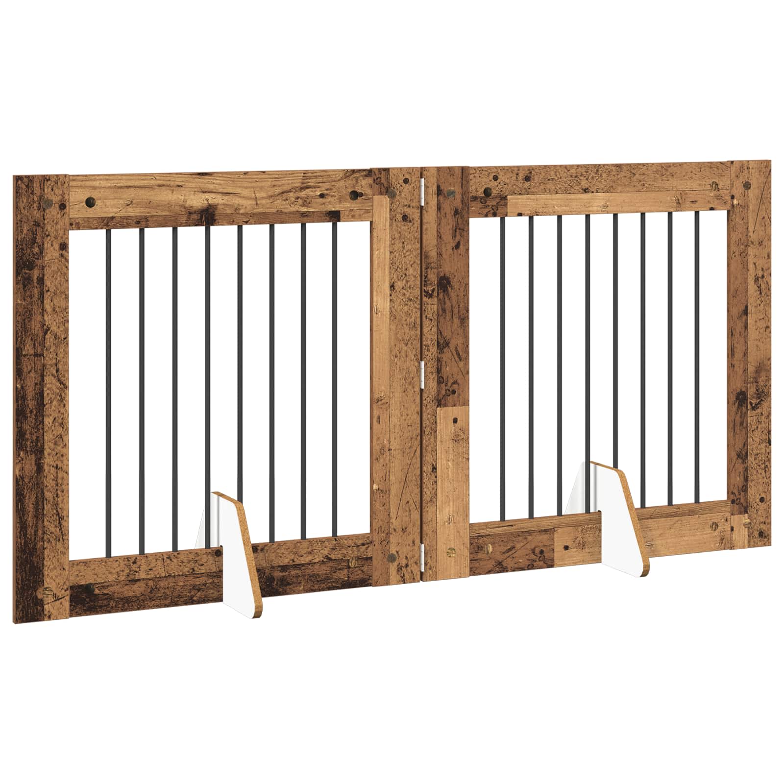 Cancello per cani con supporti 2 pcs Legno antico 80 x 80 cm | homemem39