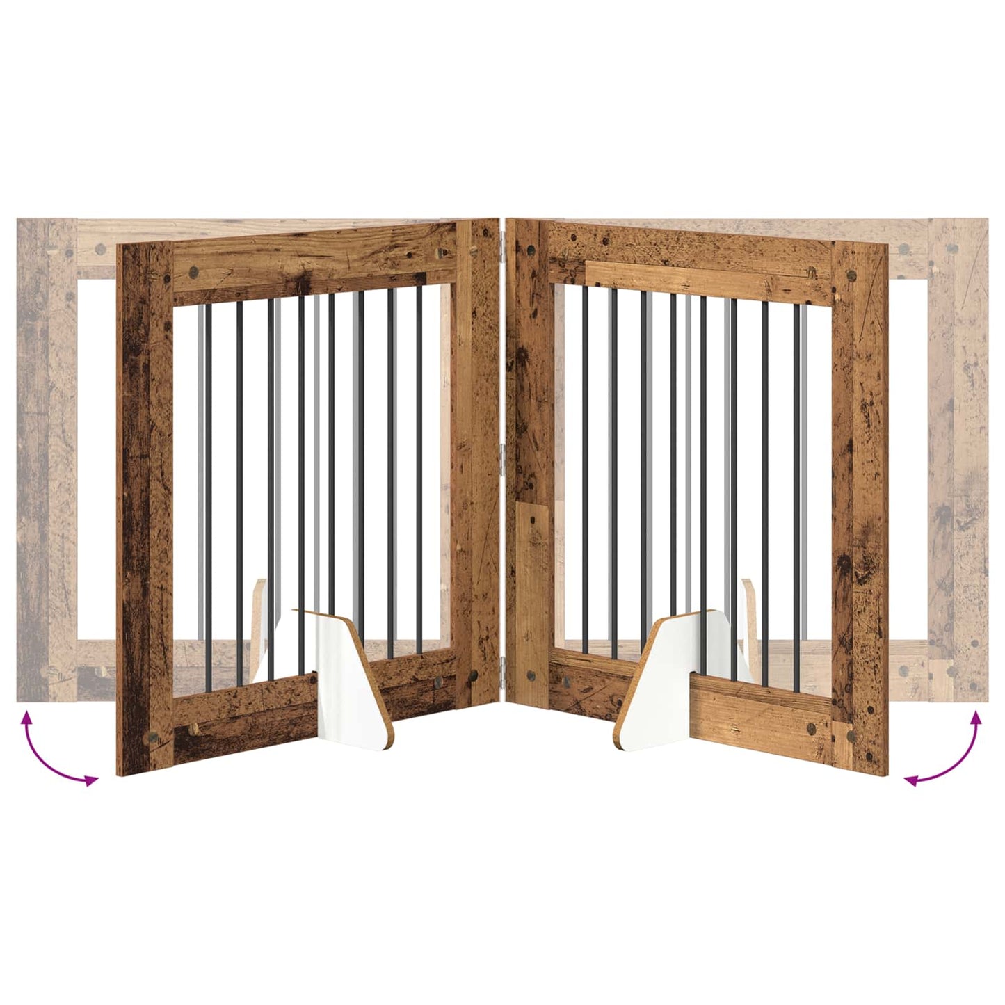 Cancello per cani con supporti 2 pcs Legno antico 80 x 80 cm | homemem39