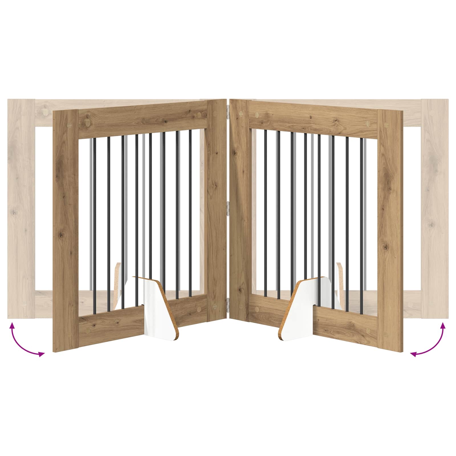 Cancello per cani con supporti 2 pcs Rovere Artigianale | homemem39