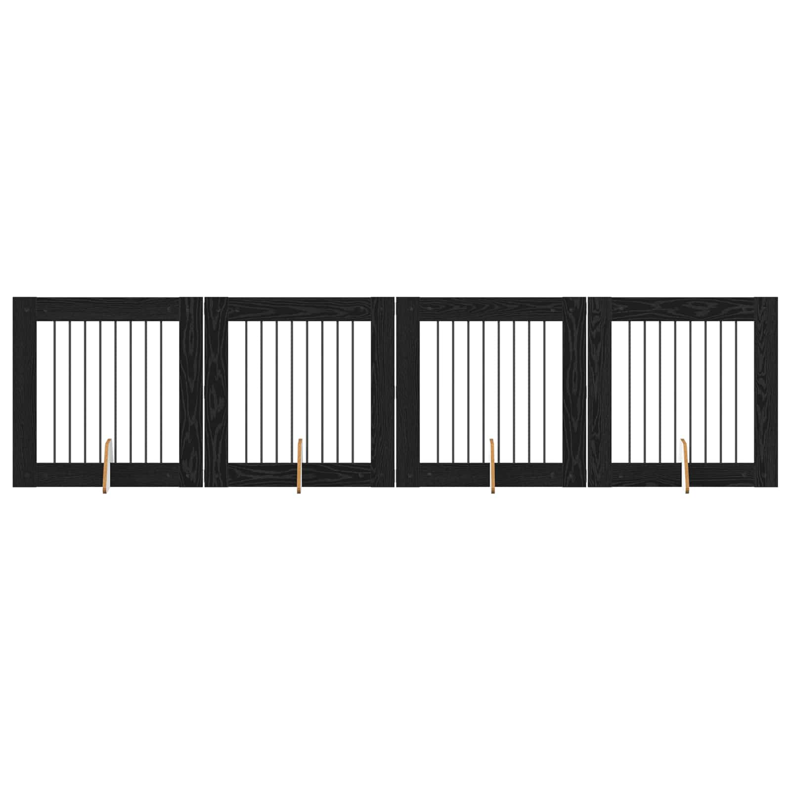 Cancello per cani con supporti 4 pcs Rovere Nero 80 x 80 cm | homemem39