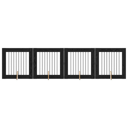 Cancello per cani con supporti 4 pcs Rovere Nero 80 x 80 cm | homemem39
