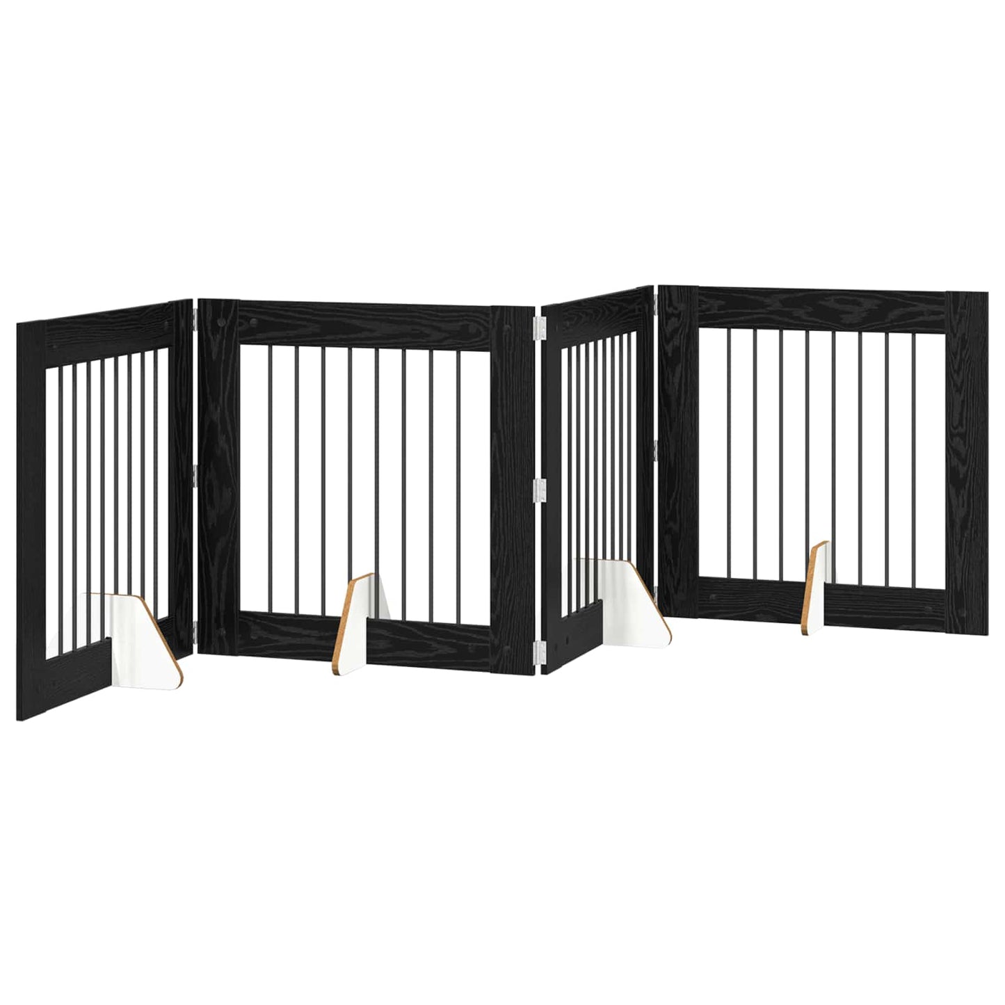 Cancello per cani con supporti 4 pcs Rovere Nero 80 x 80 cm | homemem39