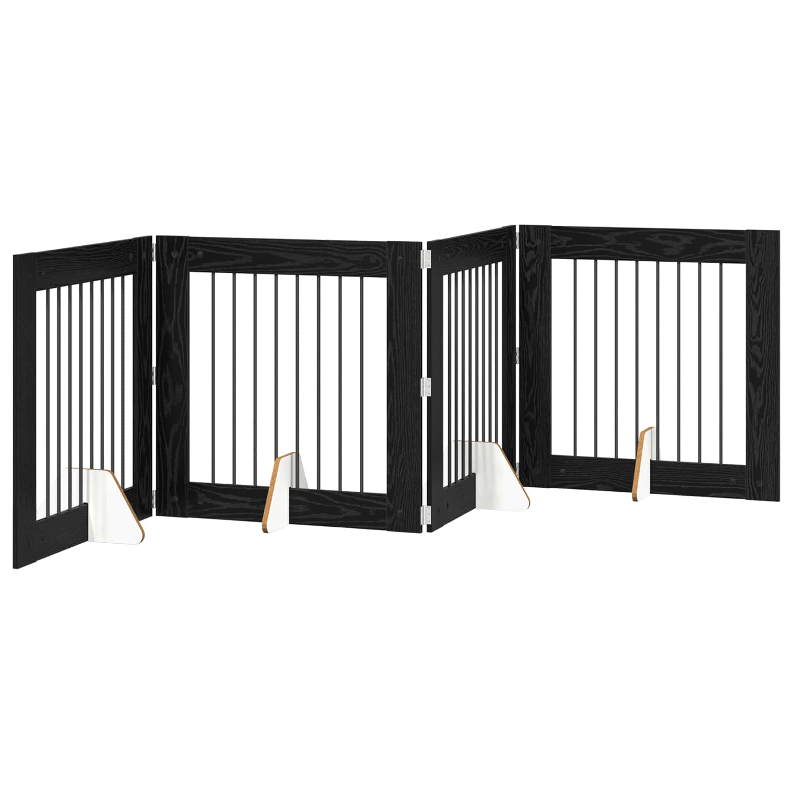 Cancello per cani con supporti 4 pcs Rovere Nero 80 x 80 cm | homemem39