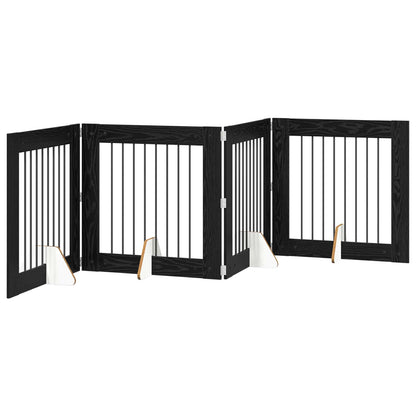 Cancello per cani con supporti 4 pcs Rovere Nero 80 x 80 cm | homemem39