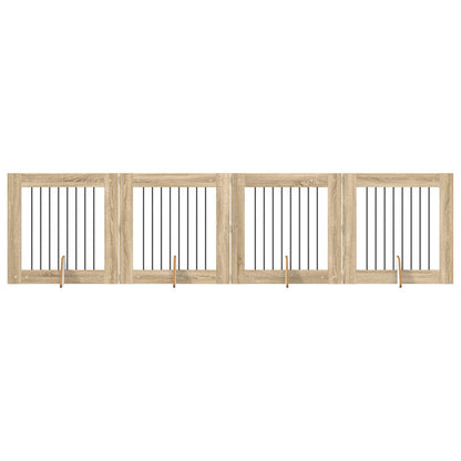 Cancello per cani con supporti 4 pcs Rovere Sonoma 80 x 80 cm