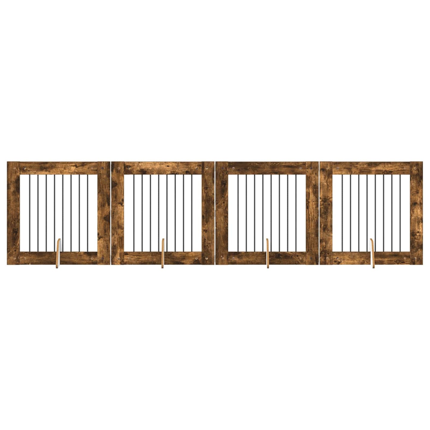 Cancello per cani con supporti 4 pcs Rovere Fumo 80 x 80 cm | homemem39