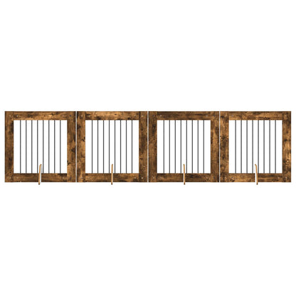 Cancello per cani con supporti 4 pcs Rovere Fumo 80 x 80 cm | homemem39