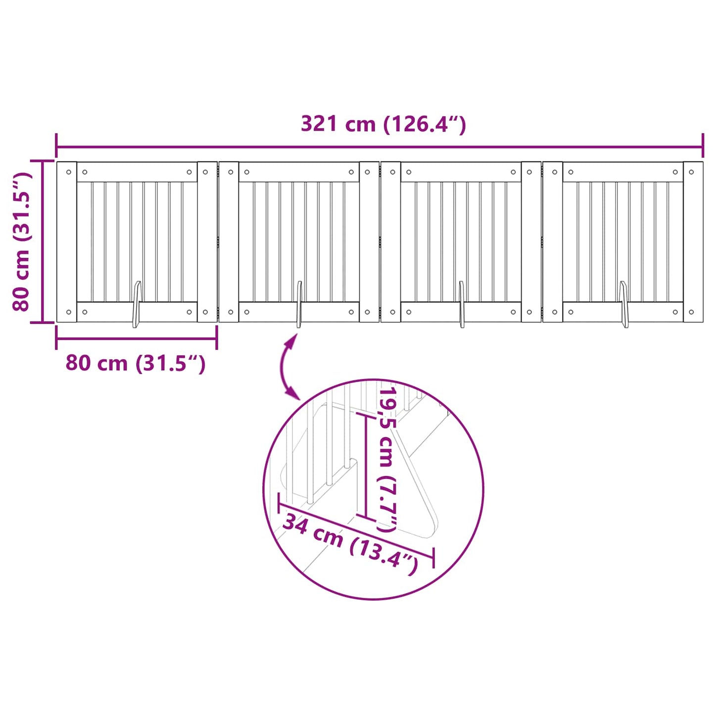 Cancello per cani con supporti 4 pcs Rovere Fumo 80 x 80 cm | homemem39