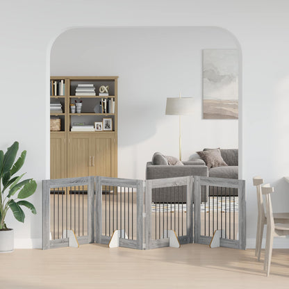 Cancello per cani con supporti 4 pcs Grigio Sonoma 80 x 80 cm | homemem39