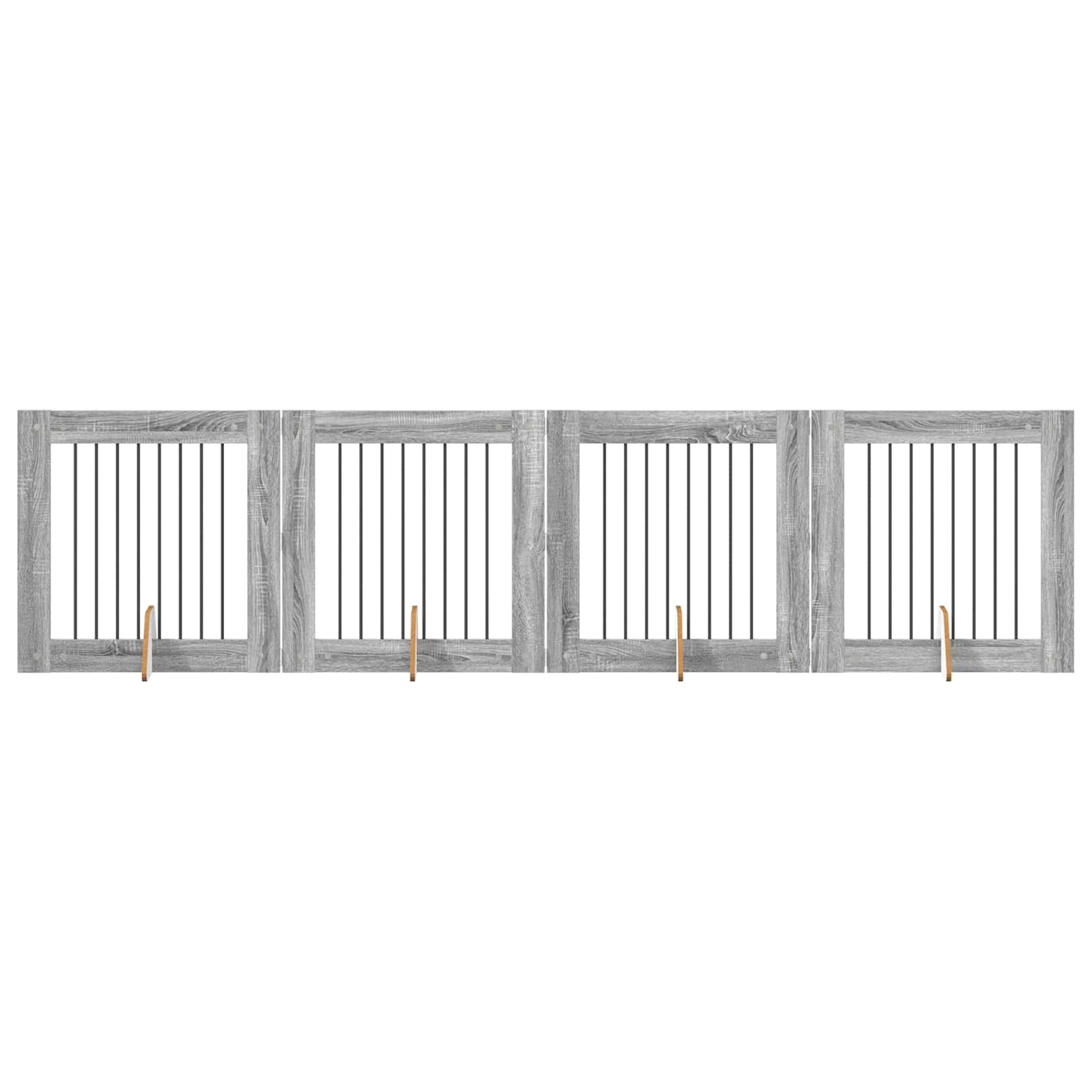 Cancello per cani con supporti 4 pcs Grigio Sonoma 80 x 80 cm | homemem39