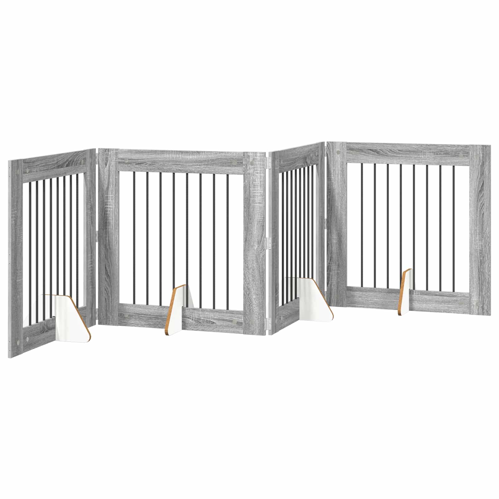 Cancello per cani con supporti 4 pcs Grigio Sonoma 80 x 80 cm | homemem39