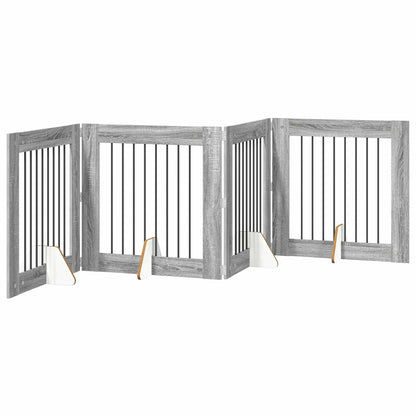 Cancello per cani con supporti 4 pcs Grigio Sonoma 80 x 80 cm | homemem39