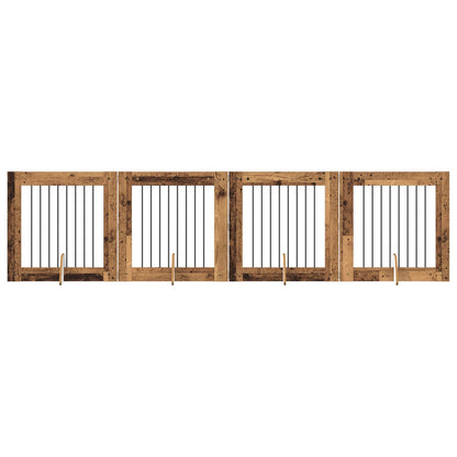 Cancello per cani con supporti 4 pcs Legno antico 80 x 80 cm | homemem39