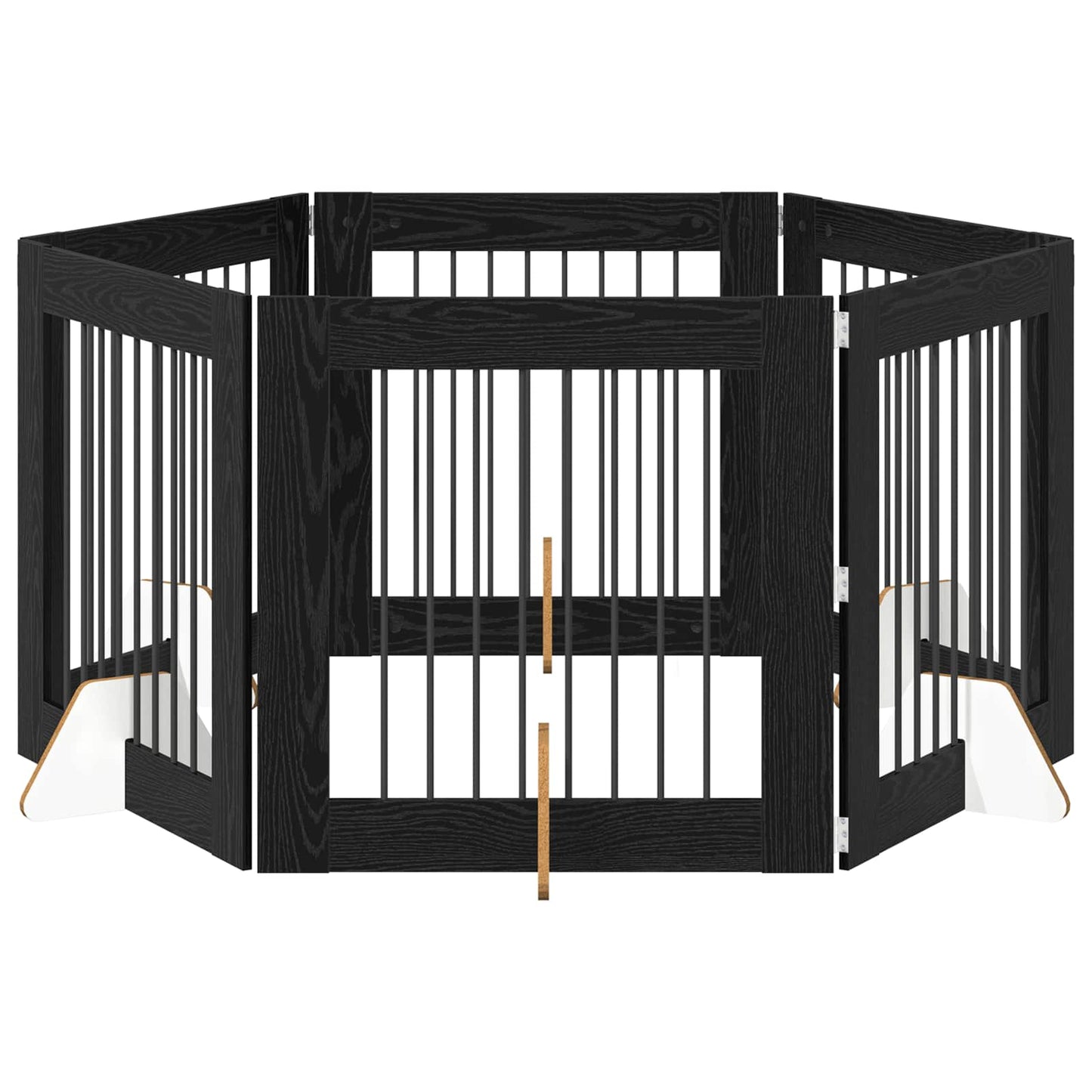 Cancello per cani con supporti 6 pcs Rovere Nero 80 x 80 cm | homemem39