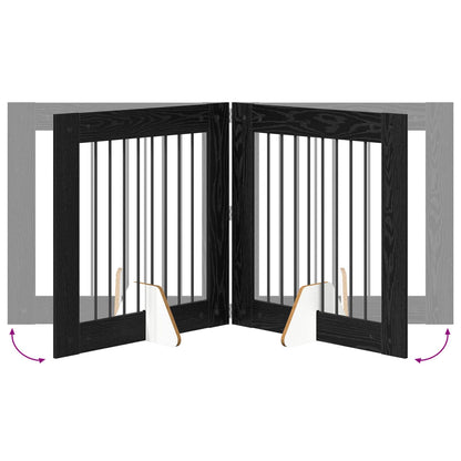 Cancello per cani con supporti 6 pcs Rovere Nero 80 x 80 cm | homemem39