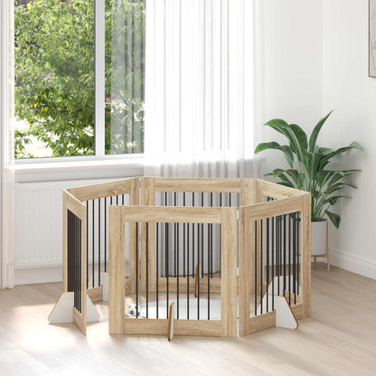 Cancello per cani con supporti 6 pcs Rovere Sonoma 80 x 80 cm | homemem39