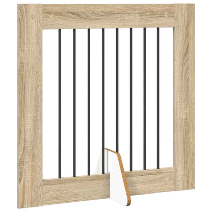Cancello per cani con supporti 6 pcs Rovere Sonoma 80 x 80 cm | homemem39