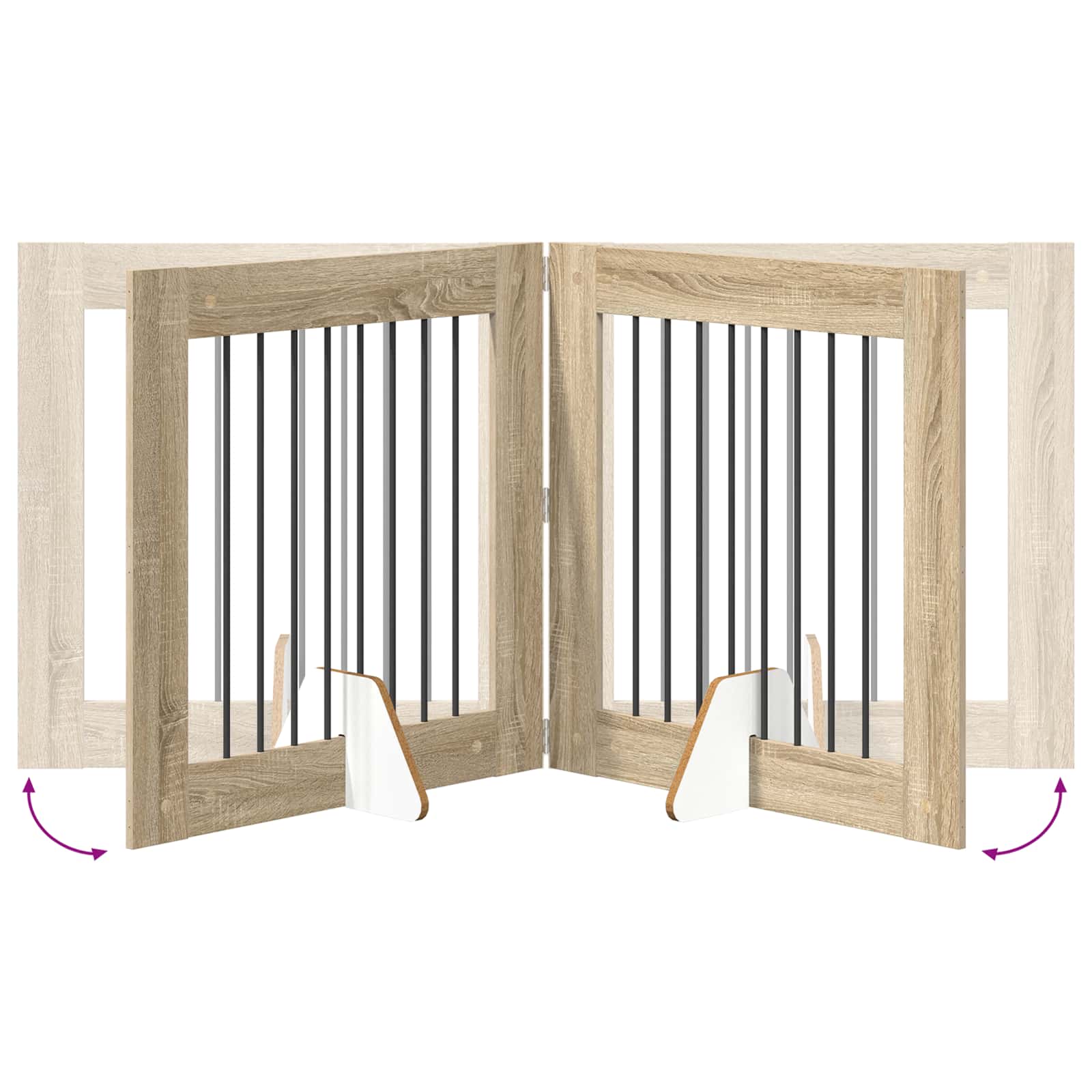 Cancello per cani con supporti 6 pcs Rovere Sonoma 80 x 80 cm | homemem39