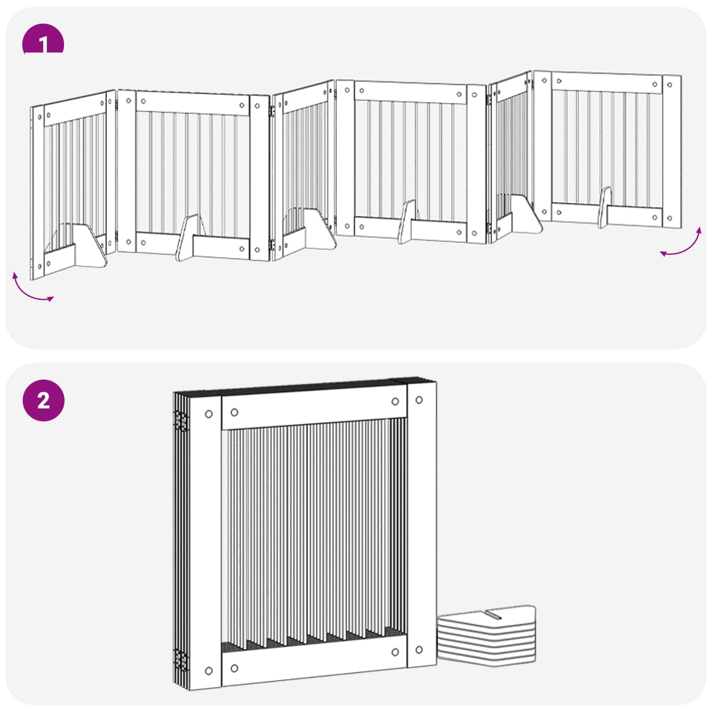Cancello per cani con supporti 6 pcs Rovere Fumo 80 x 80 cm | homemem39