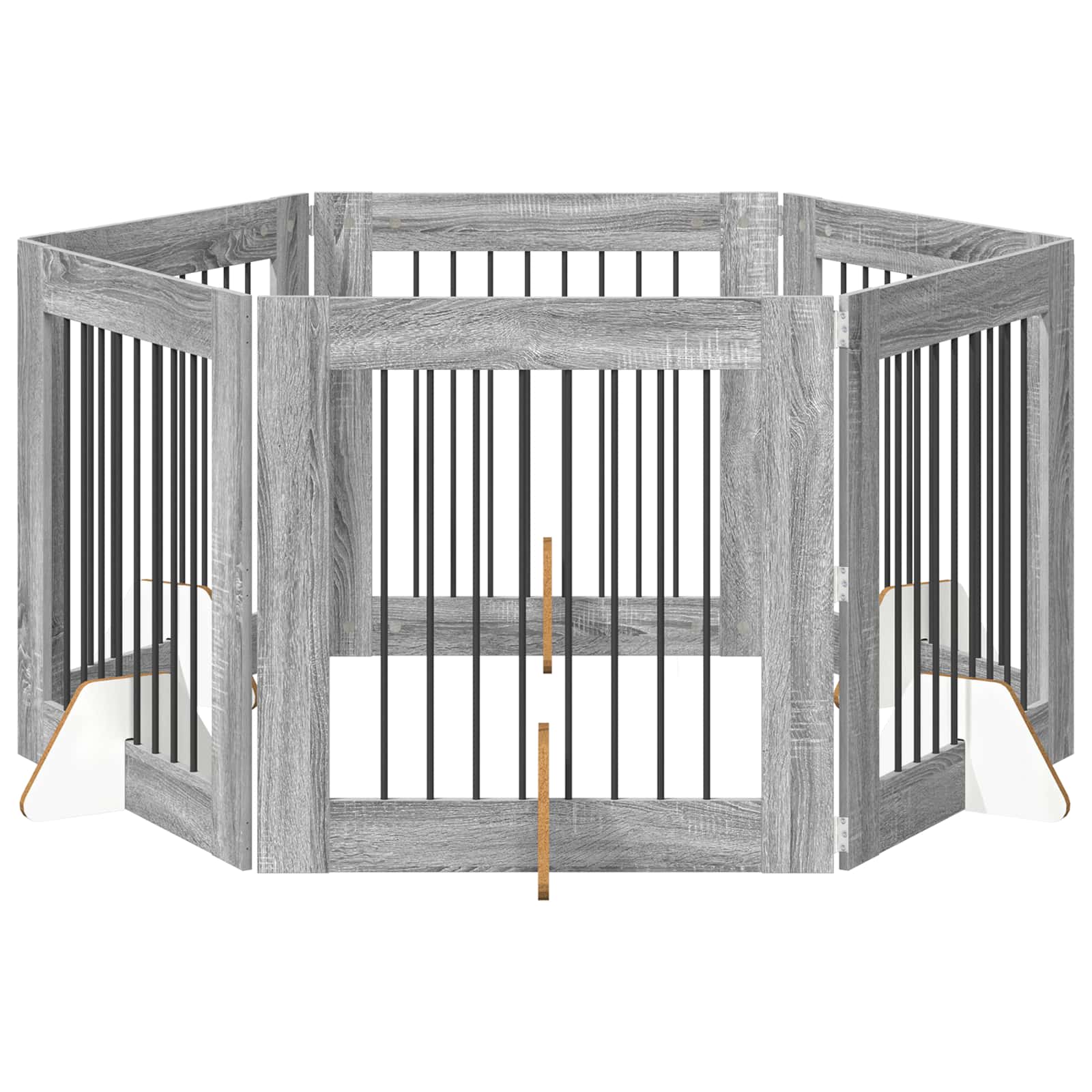 Cancello per cani con supporti 6 pcs Grigio Sonoma 80 x 80 cm | homemem39