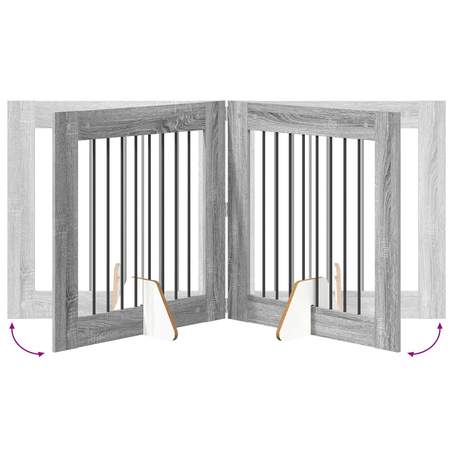 Cancello per cani con supporti 6 pcs Grigio Sonoma 80 x 80 cm | homemem39