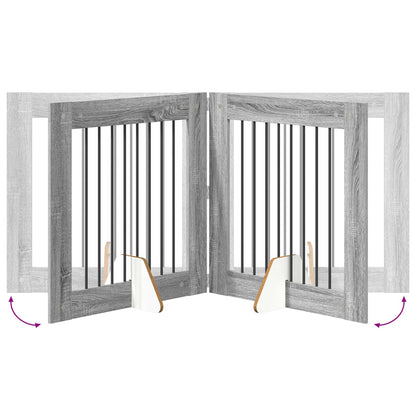 Cancello per cani con supporti 6 pcs Grigio Sonoma 80 x 80 cm | homemem39
