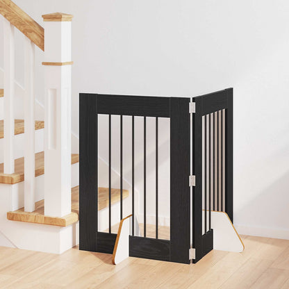 Cancello per cani con supporti 2 pcs Rovere Nero 60 x 80 cm | homemem39