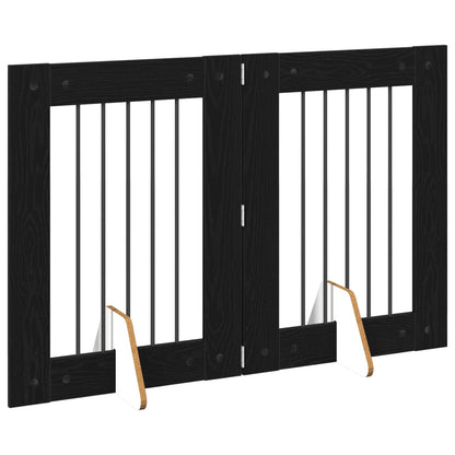 Cancello per cani con supporti 2 pcs Rovere Nero 60 x 80 cm | homemem39