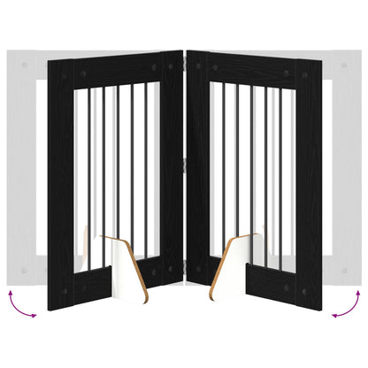 Cancello per cani con supporti 2 pcs Rovere Nero 60 x 80 cm | homemem39