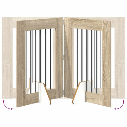 Cancello per cani con supporti 2 pcs Rovere Sonoma 60 x 80 cm | homemem39