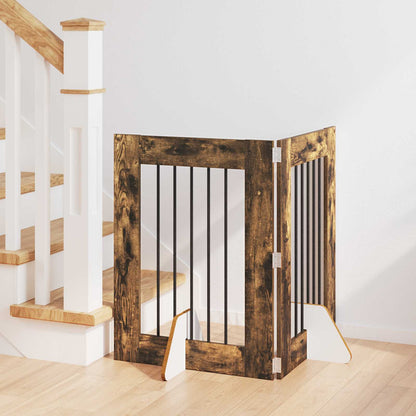 Cancello per cani con supporti 2 pcs Rovere Fumo 60 x 80 cm | homemem39