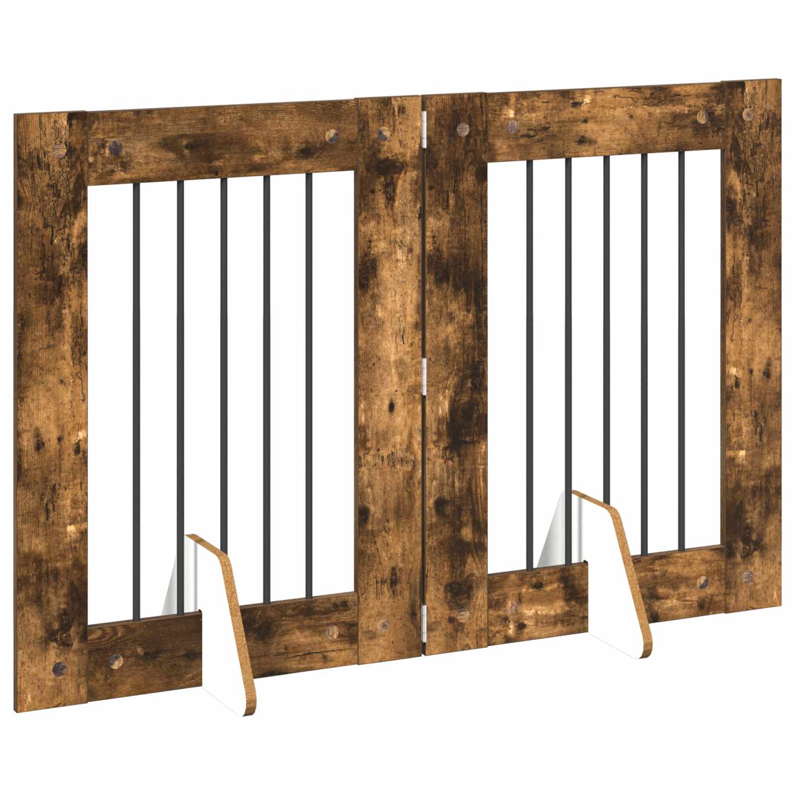 Cancello per cani con supporti 2 pcs Rovere Fumo 60 x 80 cm | homemem39