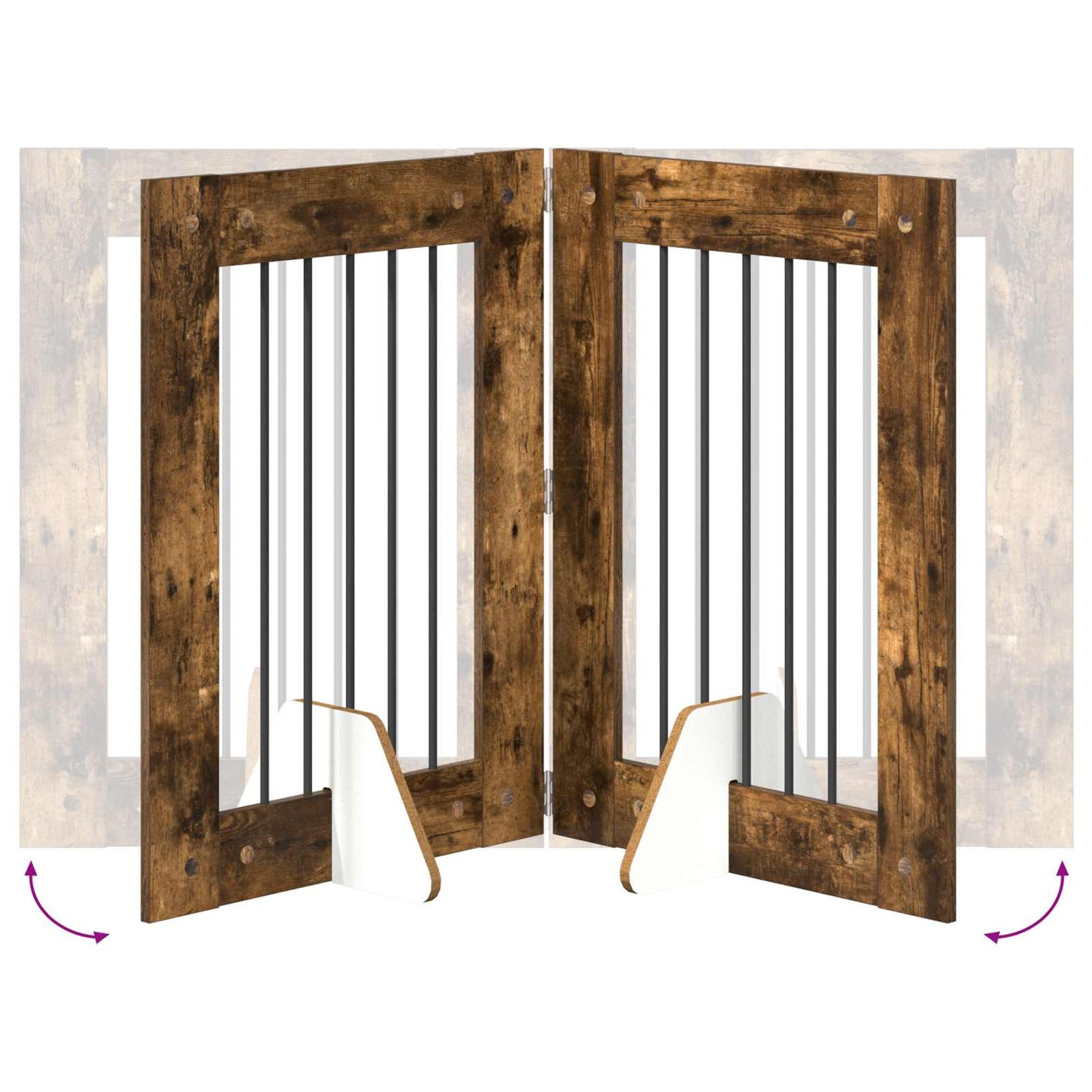 Cancello per cani con supporti 2 pcs Rovere Fumo 60 x 80 cm | homemem39