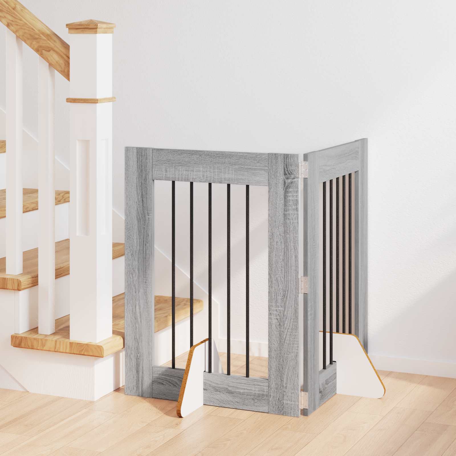 Cancello per cani con supporti 2 pcs Grigio Sonoma 60 x 80 cm | homemem39