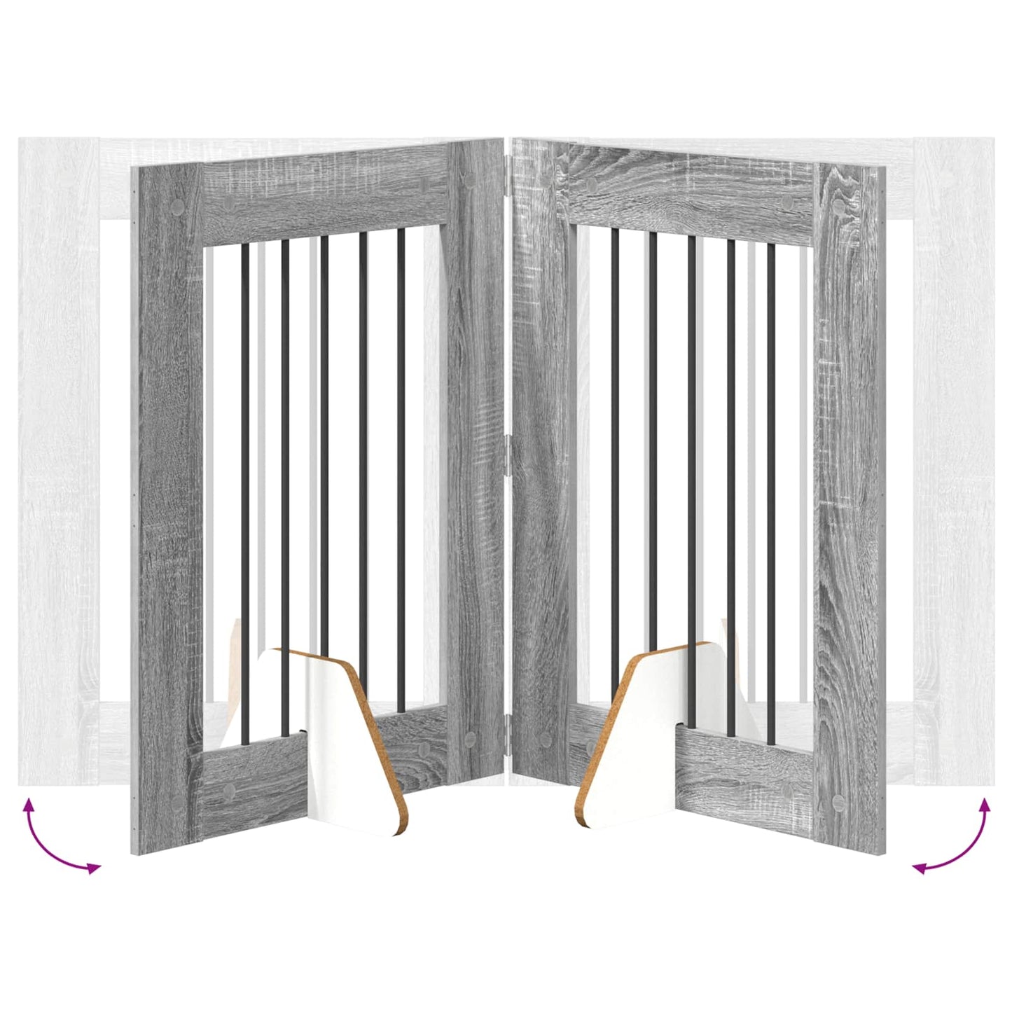 Cancello per cani con supporti 2 pcs Grigio Sonoma 60 x 80 cm | homemem39