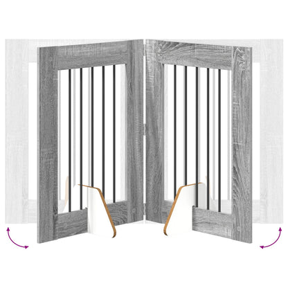 Cancello per cani con supporti 2 pcs Grigio Sonoma 60 x 80 cm | homemem39