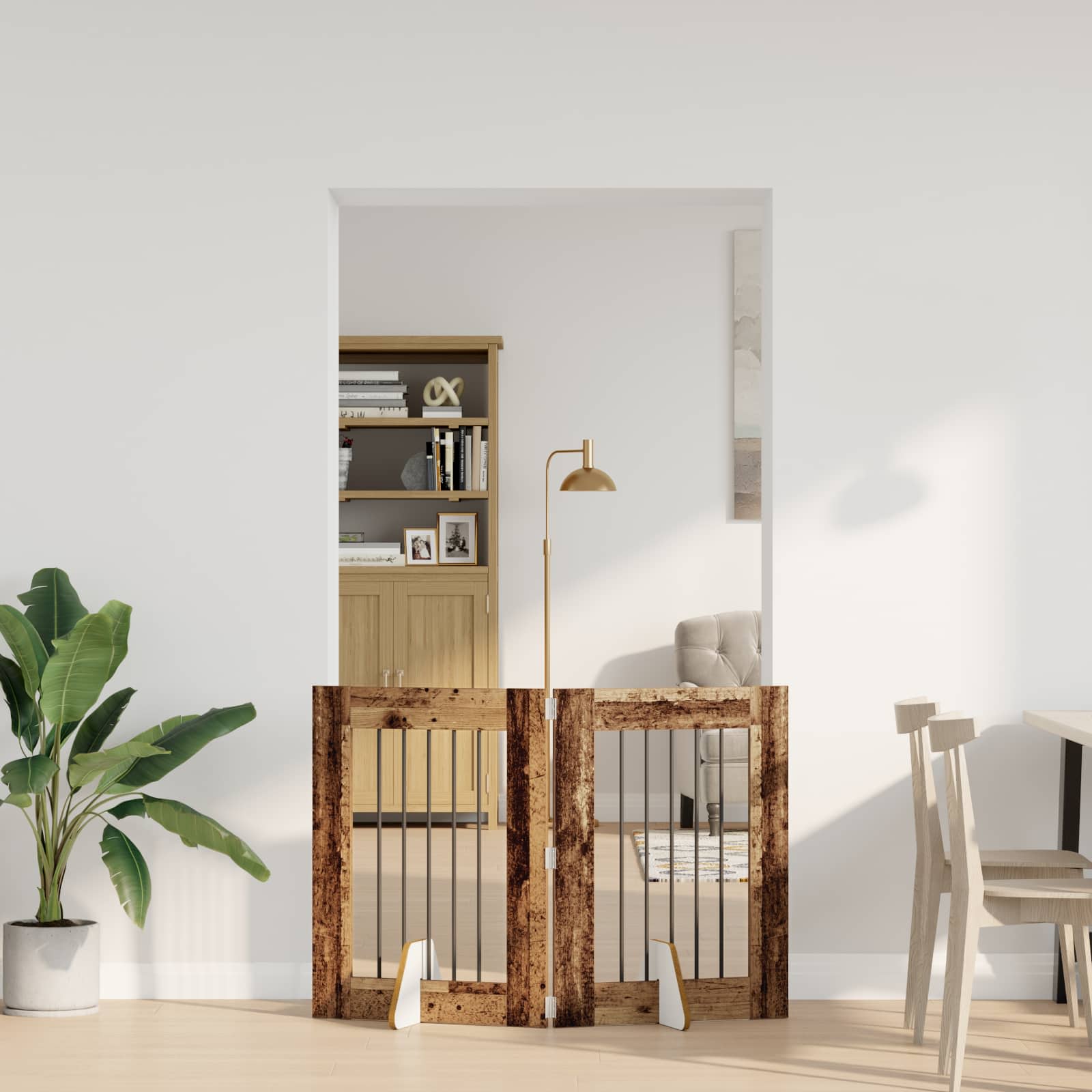 Cancello per cani con supporti 2 pcs Legno antico 60 x 80 cm | homemem39