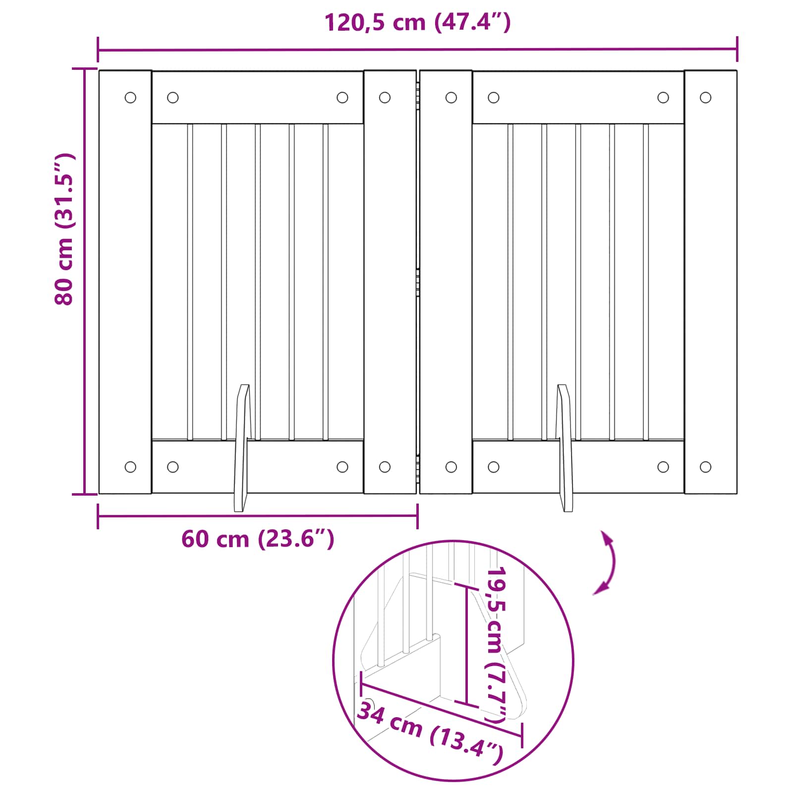 Cancello per cani con supporti 2 pcs Rovere Artigianale | homemem39