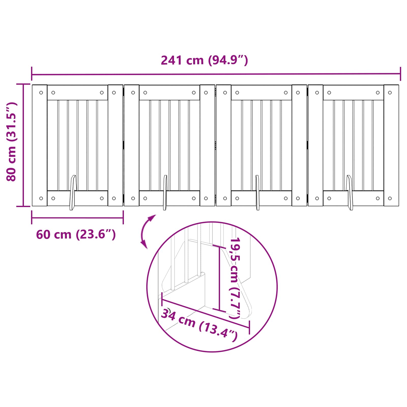 Cancello per cani con supporti 4 pcs Rovere Nero 60 x 80 cm | homemem39