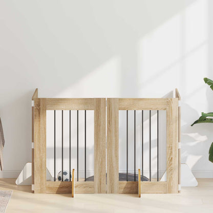 Cancello per cani con supporti 4 pcs Rovere Sonoma 60 x 80 cm | homemem39