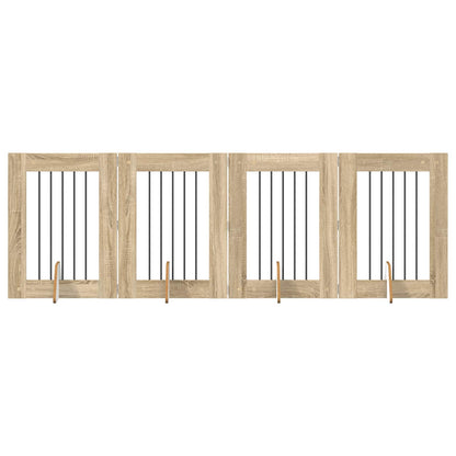 Cancello per cani con supporti 4 pcs Rovere Sonoma 60 x 80 cm | homemem39