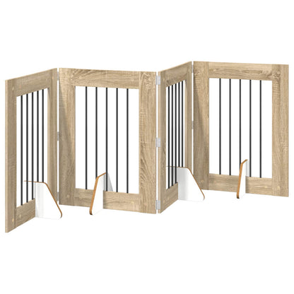 Cancello per cani con supporti 4 pcs Rovere Sonoma 60 x 80 cm | homemem39