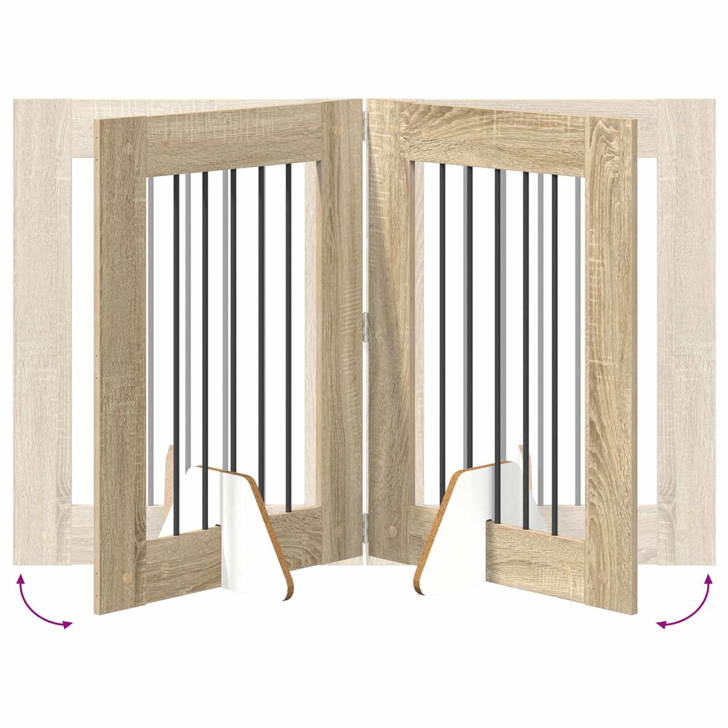 Cancello per cani con supporti 4 pcs Rovere Sonoma 60 x 80 cm | homemem39