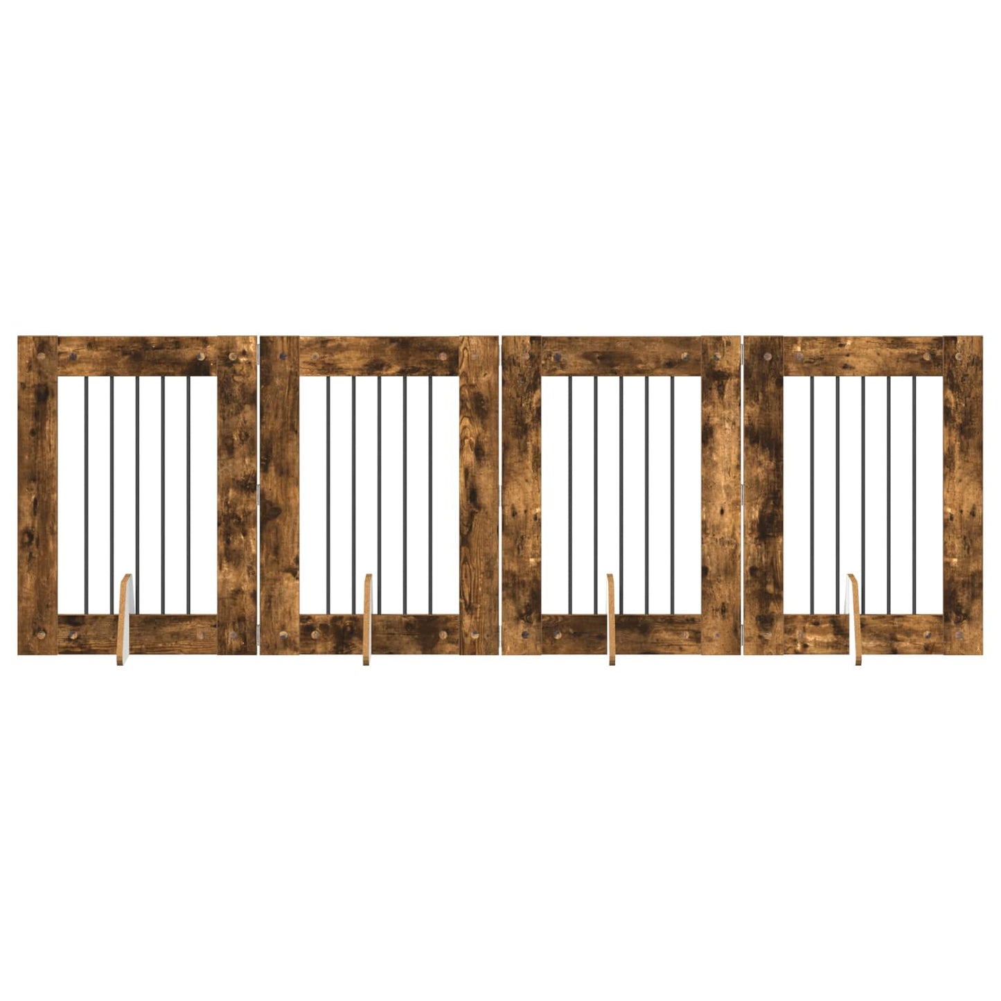 Cancello per cani con supporti 4 pcs Rovere Fumo 60 x 80 cm | homemem39