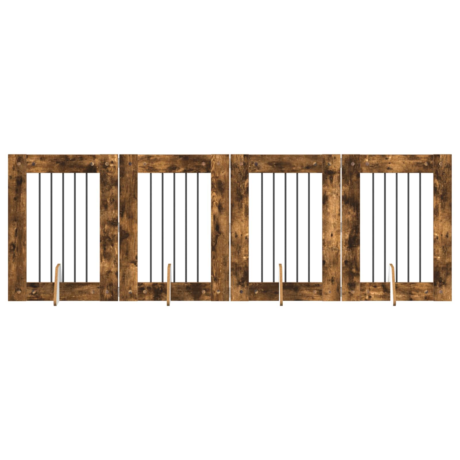 Cancello per cani con supporti 4 pcs Rovere Fumo 60 x 80 cm | homemem39