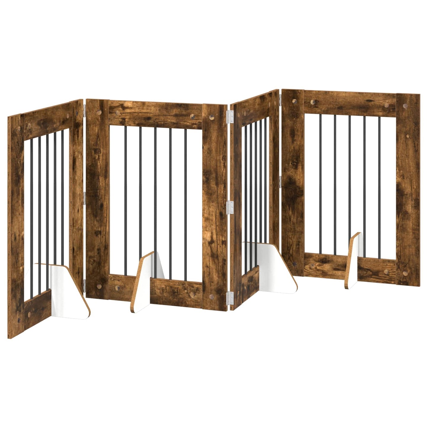 Cancello per cani con supporti 4 pcs Rovere Fumo 60 x 80 cm | homemem39