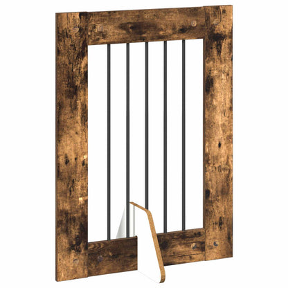 Cancello per cani con supporti 4 pcs Rovere Fumo 60 x 80 cm | homemem39
