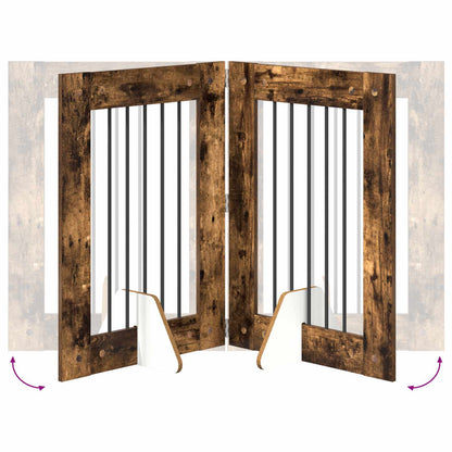 Cancello per cani con supporti 4 pcs Rovere Fumo 60 x 80 cm | homemem39