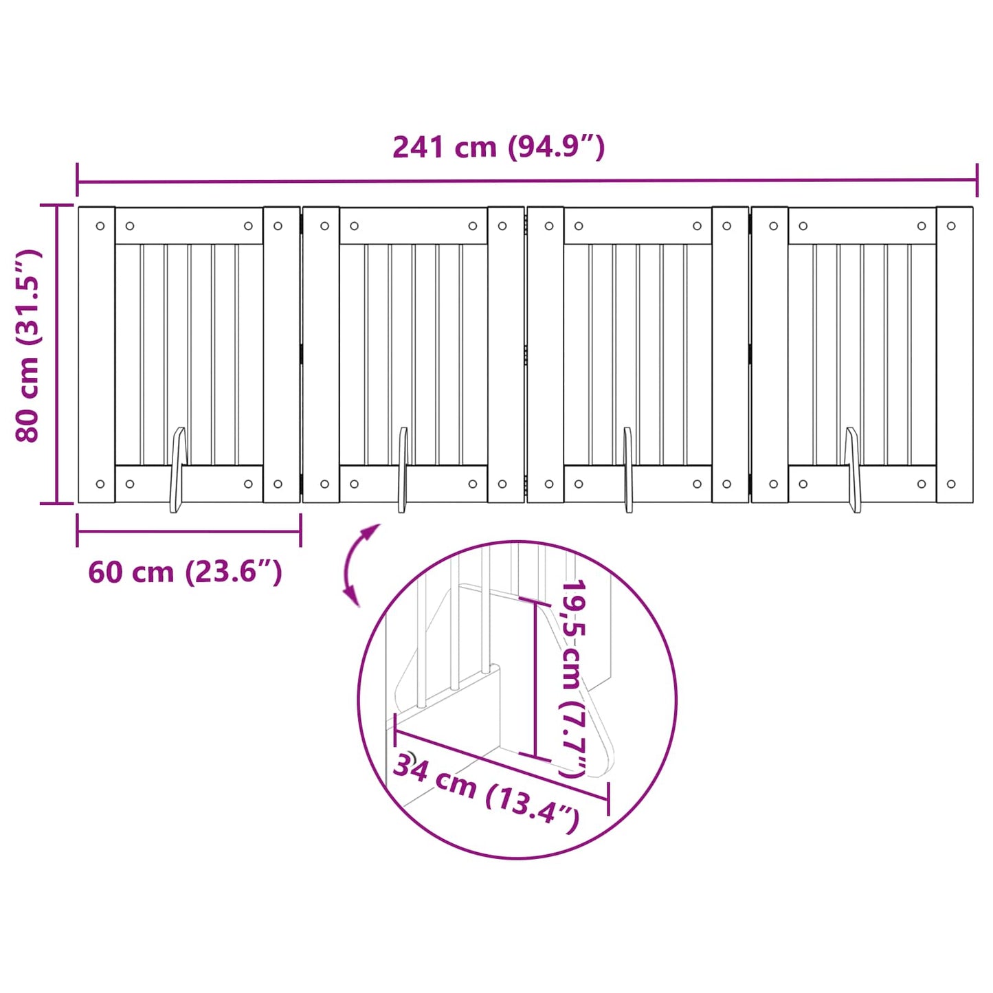 Cancello per cani con supporti 4 pcs Rovere Fumo 60 x 80 cm | homemem39