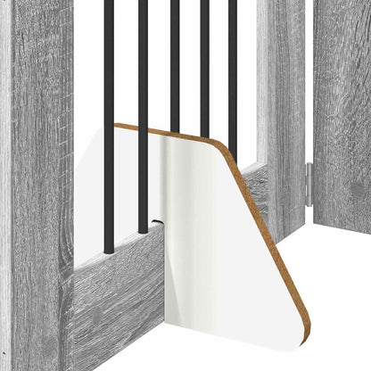Cancello per cani con supporti 4 pcs Grigio Sonoma 60 x 80 cm | homemem39